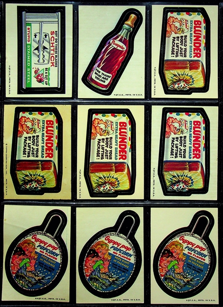 Lot of Assorted 1973-74 Topps Wacky Packages from Series 1-8 - 224 Stickers & 43 Checklists