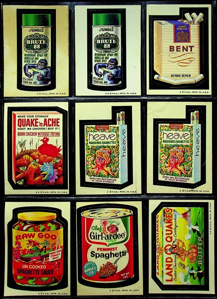 Lot of Assorted 1973-74 Topps Wacky Packages from Series 1-8 - 224 Stickers & 43 Checklists