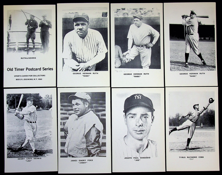 Rarely Seen 1970 Sports Cards for Collectors (SCFC) Old Timer Postcard Series Set (32 Post Cards w. 3 Babe Ruth, Lou Gehrig, Cobb, DiMaggio, Ruth/Gehrig)