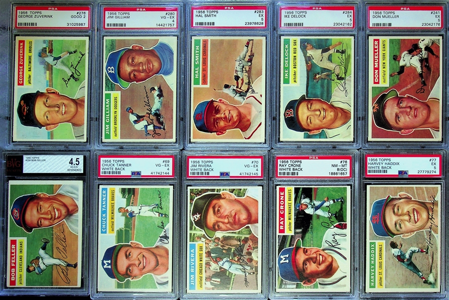 1956 Topps Baseball Card Complete Set of 340 Cards (65 Graded Cards) 