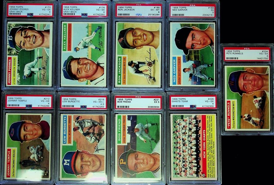 1956 Topps Baseball Card Complete Set of 340 Cards (65 Graded Cards) 