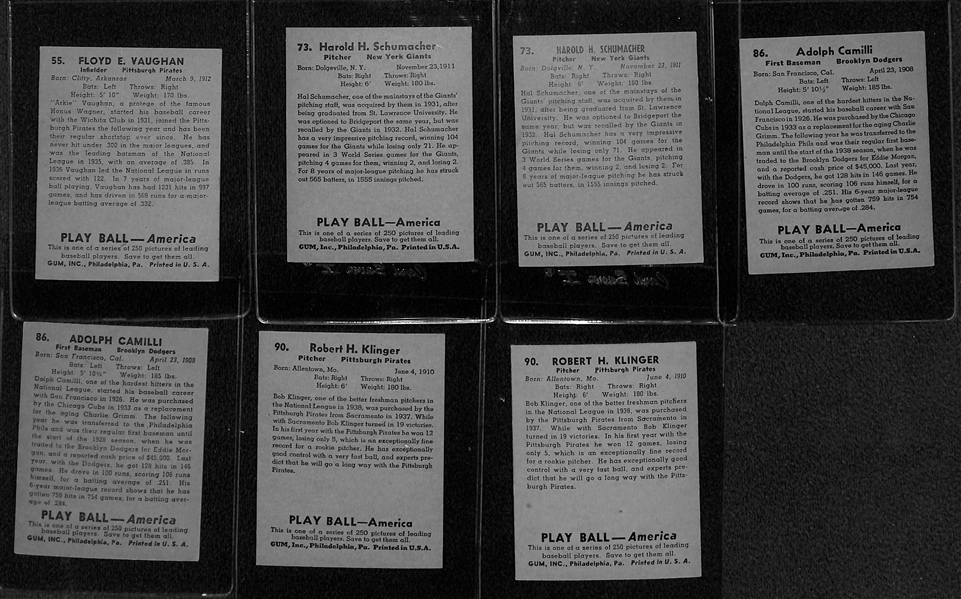Lot of (63) 1939 Play Ball Cards - Including Multiple Back Variations