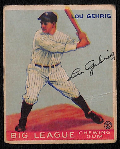 Eleanor Gehrig Penned Lou Gehrig 1933 Goudey Card #160 (Signature is by Mrs. Gehrig but in Lou's Name) - JSA LOA