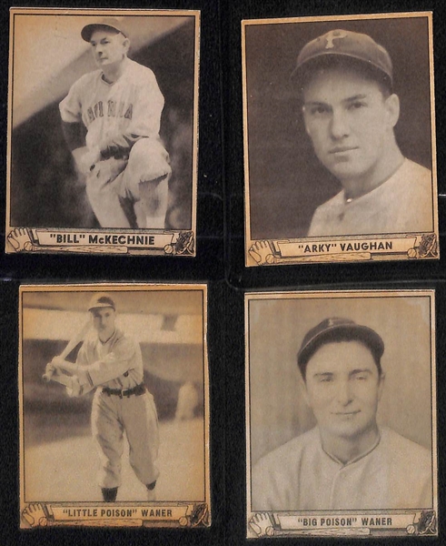 Lot of (10) Authentic/Trimmed HOFer 1940 Play Ball Cards - Stengel, Doerr, Ruffing, Ott, Greenberg, Averill, McKechnie, Vaughan, Lloyd Waner, Paul Waner