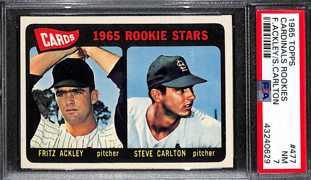 1965 Topps Steve Carlton (HOF) Rookie Card  #477 - Graded PSA 7