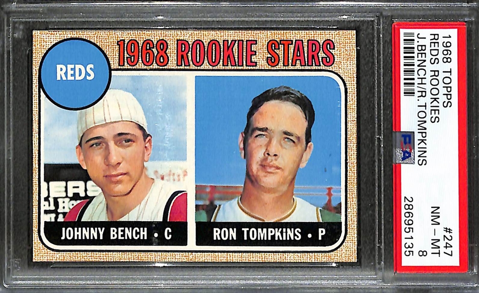 1968 Topps Johnny Bench (HOF) Rookie Card  #247- Graded PSA 8