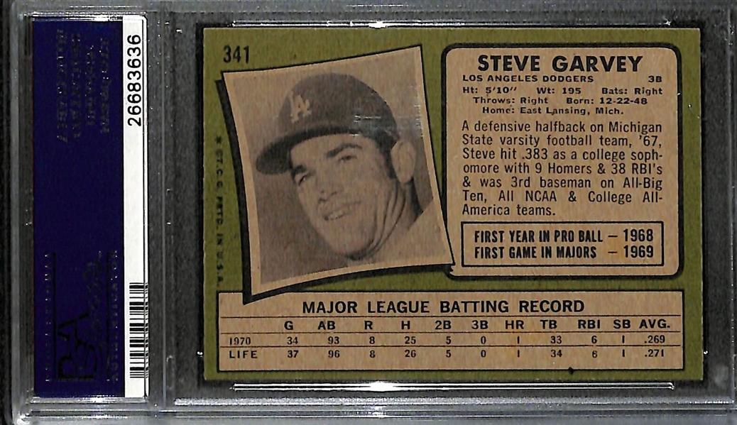 Lot Detail - 1971 Topps Steve Garvey Rookie Card #341 - Graded PSA 8