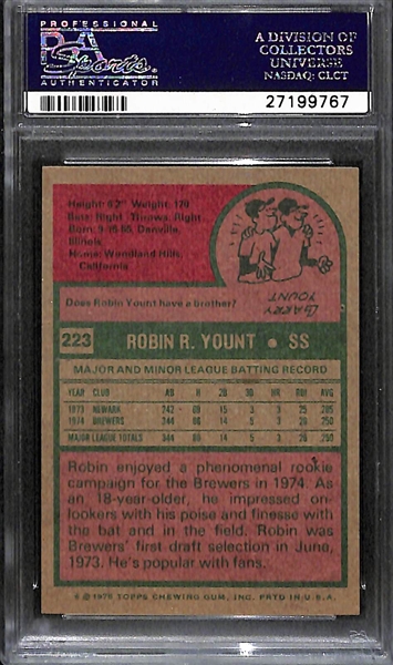 1974 Topps Robin Yount (HOF) Rookie Card #223 - Graded PSA 9