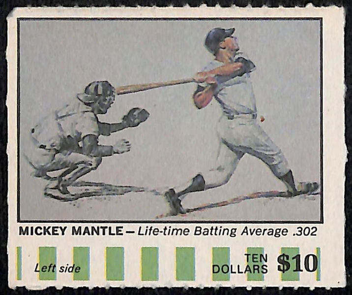 1968 American Oil Mickey Mantle & 1962 Post Mickey Mantle (From Life Magazine - Has Glue and Paper Residue on Back)