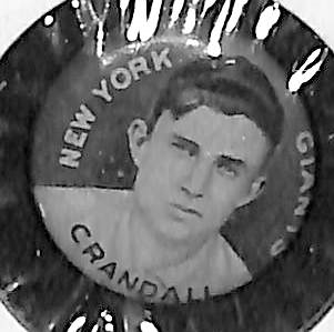 Lot of (3) Early 1900s Baseball Items - 1910-12 Sweet Caporal Pin Crandall, 1909-12 Domino Discs Bill Carrigan 1921-30 Die Cut Shaute