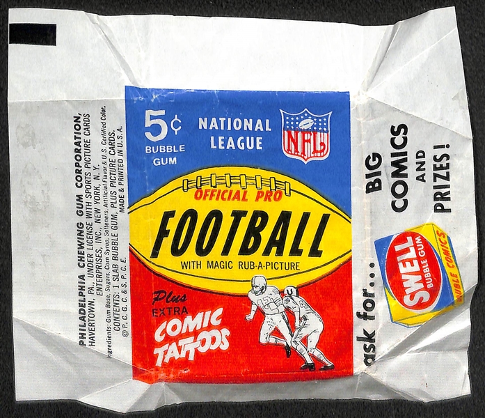 Lot of 3 Football Wax Pack Wrappers - 1960 Fleer, 1963 Topps, 1965 Philadelphia