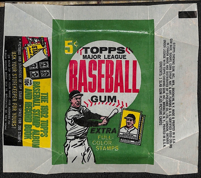 Lot of (3) Topps Baseball Wax Pack Wrappers - 1962 Topps, 1963 Topps, 1966 Topps