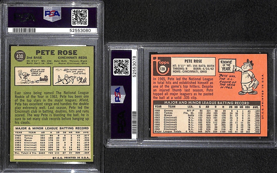 Pete Rose Lot - 1967 Topps #430 and 1969 Topps #120 - Both Graded PSA 5