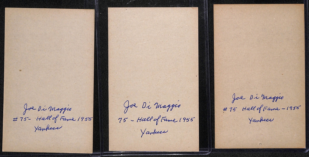 Lot of (3) Joe DiMaggio 1947-66 Exhibits Postcards (w. Cordially Salutation)