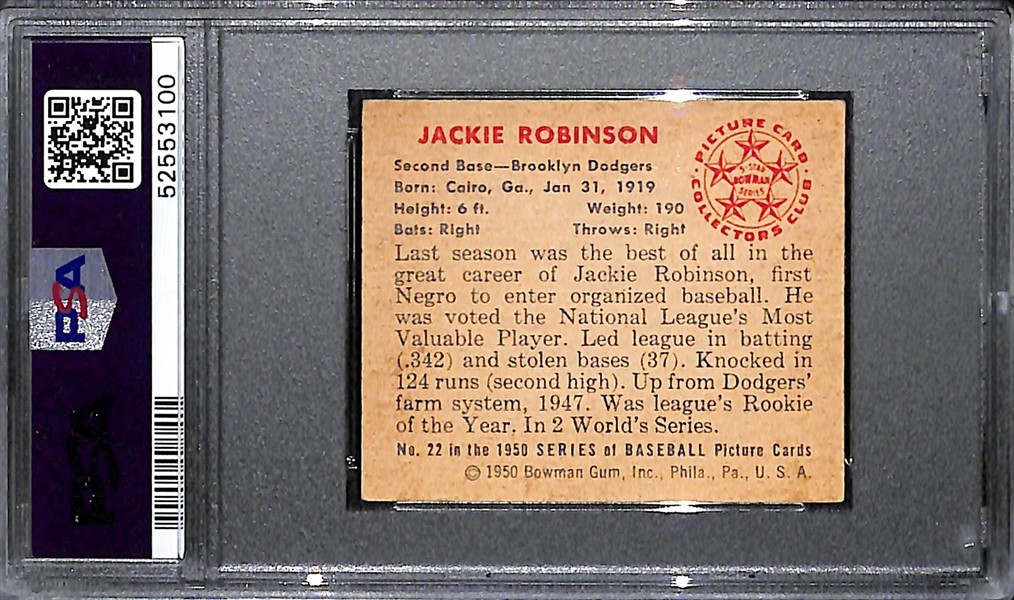 1950 Bowman Jackie Robinson #22 Graded PSA 5