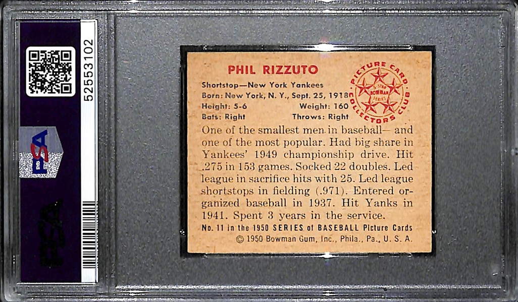 1950 Bowman Phil Rizzuto #11 Graded PSA 6
