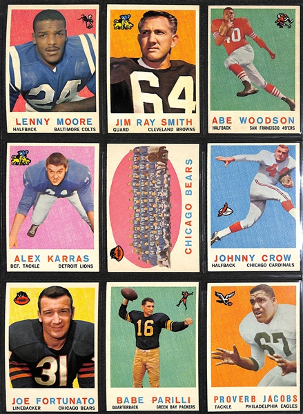 1959 Topps Football Complete Set of 176 Cards w. Jim Brown 2nd Year Card