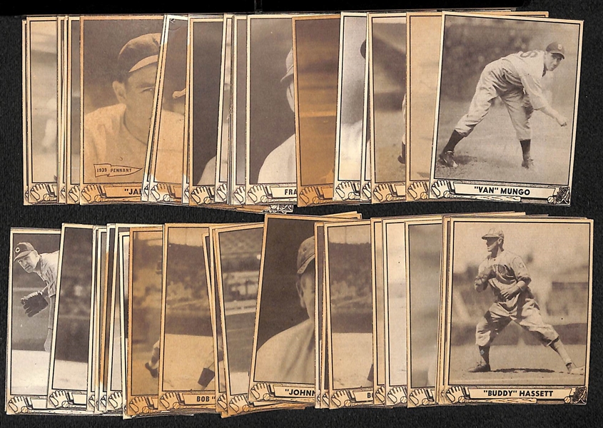 Lot of (50) Authentic/Trimmed 1940 Play Ball Cards w. Mungo, Danning, Jurges, Luke Sewell, Carey, Case, Hayes, +