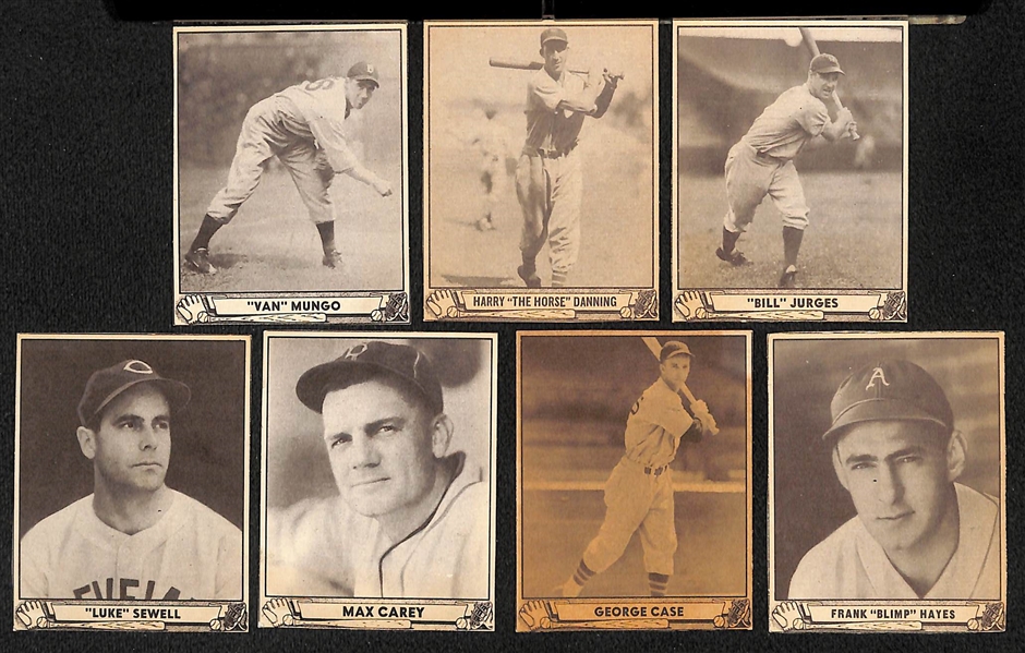 Lot of (50) Authentic/Trimmed 1940 Play Ball Cards w. Mungo, Danning, Jurges, Luke Sewell, Carey, Case, Hayes, +