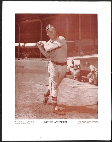 (7) c1940s M113 and/or M114 Baseball Magazine Phillies Photos w. Ashburn, Roberts, Ennis, Hamner, Arnovich, Mulcahy, Litwhiler