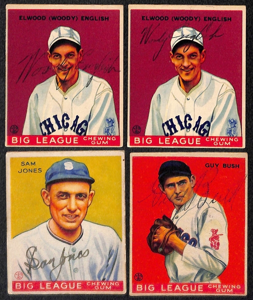 (18) Secretarial (Non-Authentic) Signed Baseball Cards w. Chuck Klein, Al Simmons, Billy Herman, Bump Hadley, Zach Taylor, +