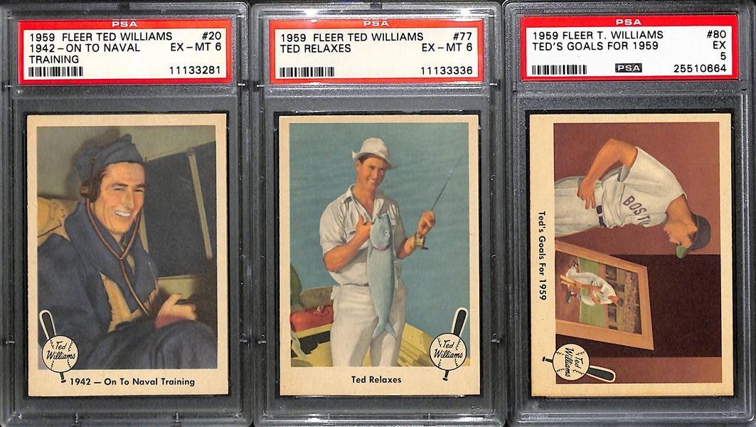 1959 Fleer Ted Williams Set - 79 of 80 Cards (Missing #68) w. 3 PSA Graded Examples