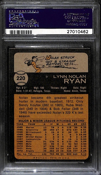 1973 Topps Nolan Ryan #220 Graded PSA 9