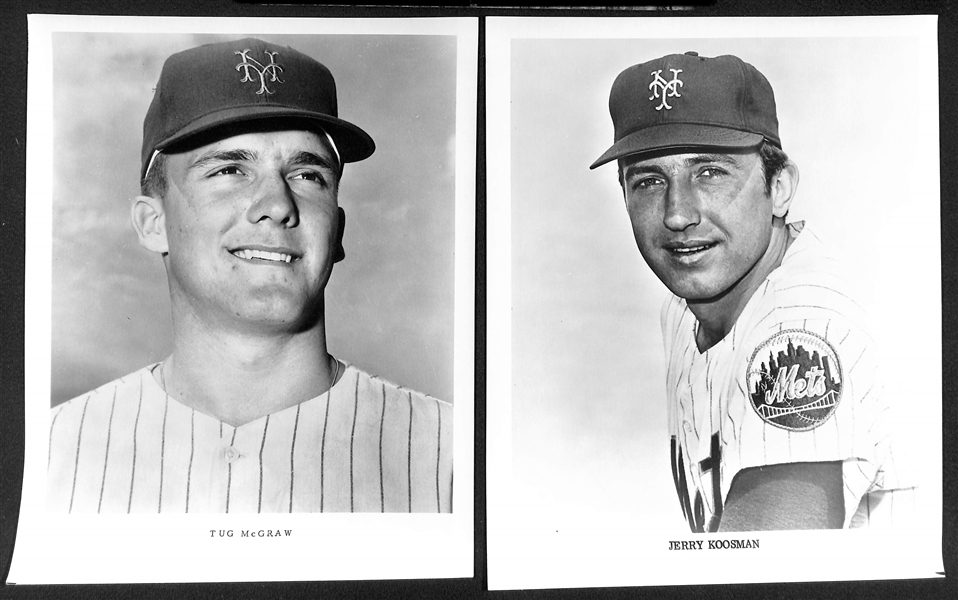 (16) Mets Team Issued Photos (Late 1960s or Early 1970s) w. RARE Nolan Ryan, Tom Seaver, Yogi Berra, Casey Stengel, Warren Spahn