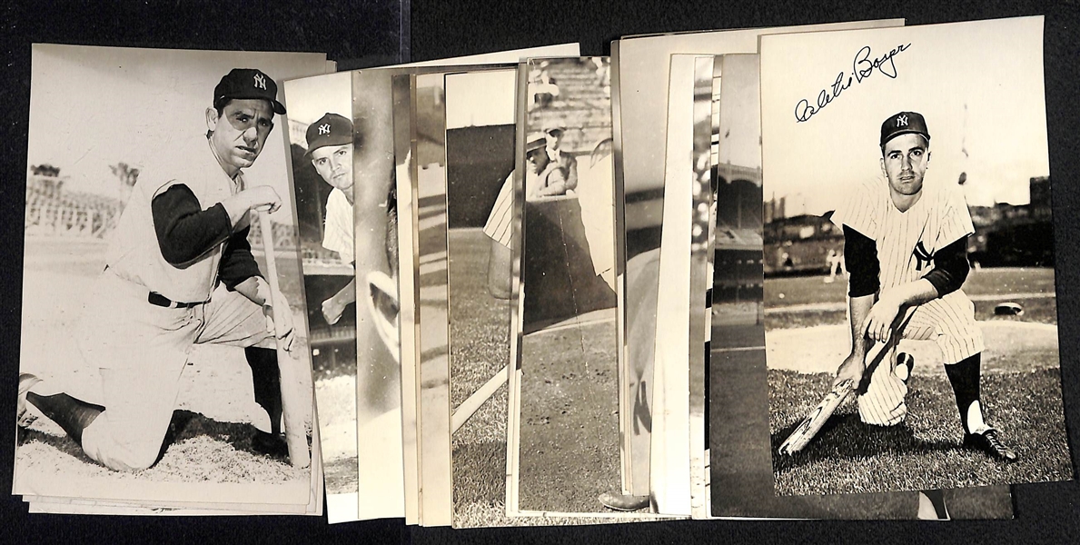 (24) Yankees Real Photo Postcards c. 1950s-60s Off Original Negatives (From Brace/Burke) w. Berra, Stengel, Downing, Frank Baker, Skowron, +