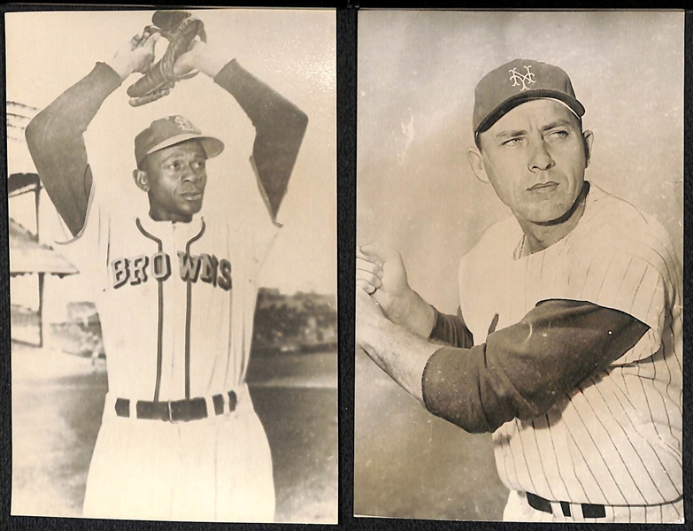 (30) Baseball Real Photo Postcards c. 1950s-60s Off Original Negatives (From Brace/Burke) w. Satchel Paige and Gil Hodges