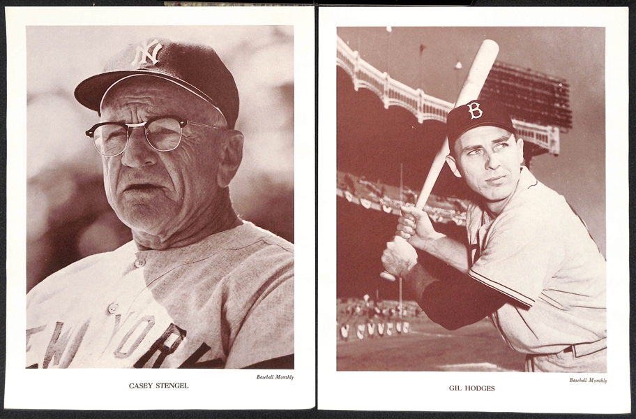 Lot of (20) Baseball Monthly Supplement Photos w/ Aaron, Banks, Ashburn, Mathews, Spahn, Killebrew, +