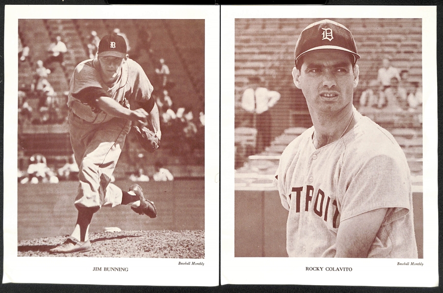 Lot of (20) Baseball Monthly Supplement Photos w/ Ford, Berra, Kaline, N. Fox, B. Robinson, Aparicio, Bunning, +