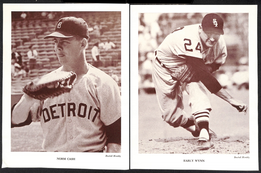 Lot of (20) Baseball Monthly Supplement Photos w/ Ford, Berra, Kaline, N. Fox, B. Robinson, Aparicio, Bunning, +