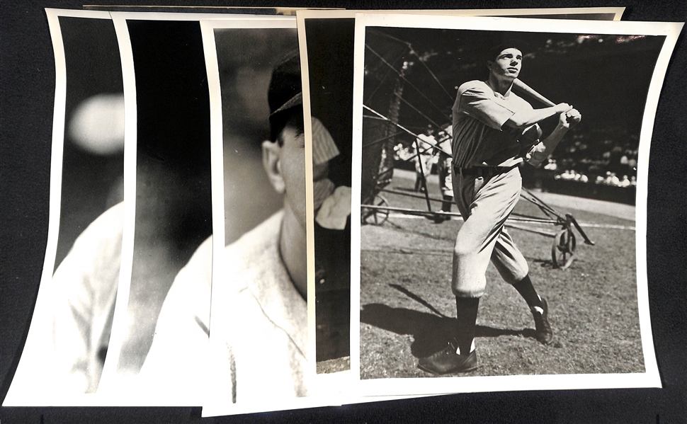Lot of (6) Vintage Yankees Photos - Joe DiMaggio, McCarthy, Pearson, and (3) Don Wingfield Stamped (F. Makcosky, Beggs, W. Brown)