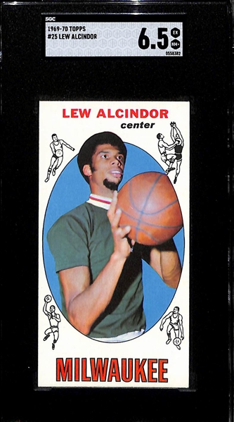 HOT! 1969 Topps Lew Alcindor #25 Rookie Card Graded SGC 6.5 (Kareem Abdul-Jabaar) Milwaukee Bucks 