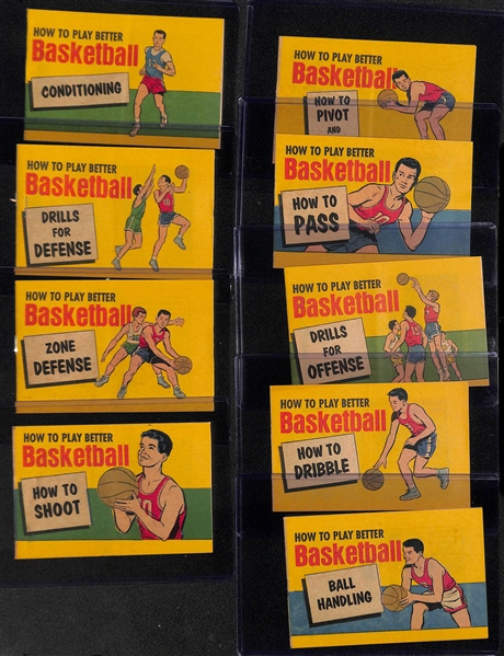 Rare Lot of (9) 1966 Lane & Young How to Play Better Basketball Comic Mini-Booklets (9 of 12 in the Set)