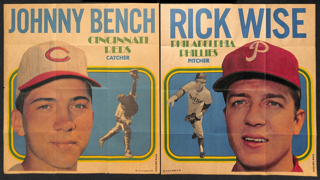 1970 Topps Baseball 8x10 Posters Near Complete Set (19 of 24) w. Bench, Carew, McCovey