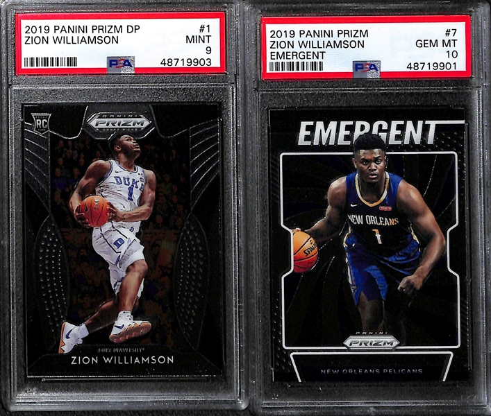 Lot of (5) Zion Williamson PSA Graded Rookie Cards - Inc. (3) PSA 10 and (2) PSA 9