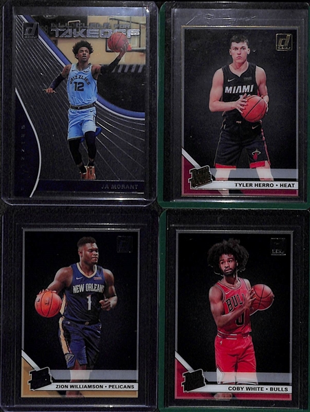 2019-20 Clearly Donruss Rookie Lot (4) - Zion Williamson, Ja Morant (All Clear for Takeoff), Tyler Hero (Gold), Coby White