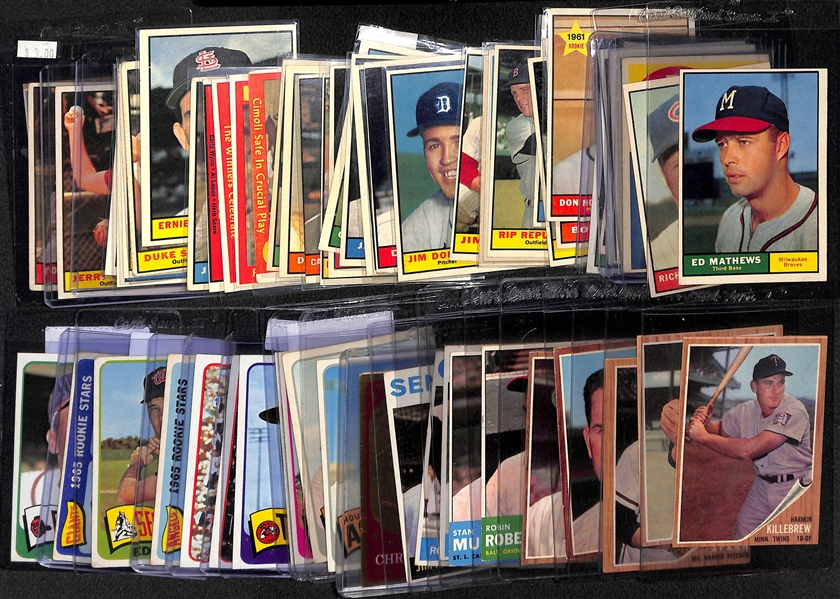 Lot of (59) 1960-1965 Topps Baseball Cards w. 1961 Eddie Mathews