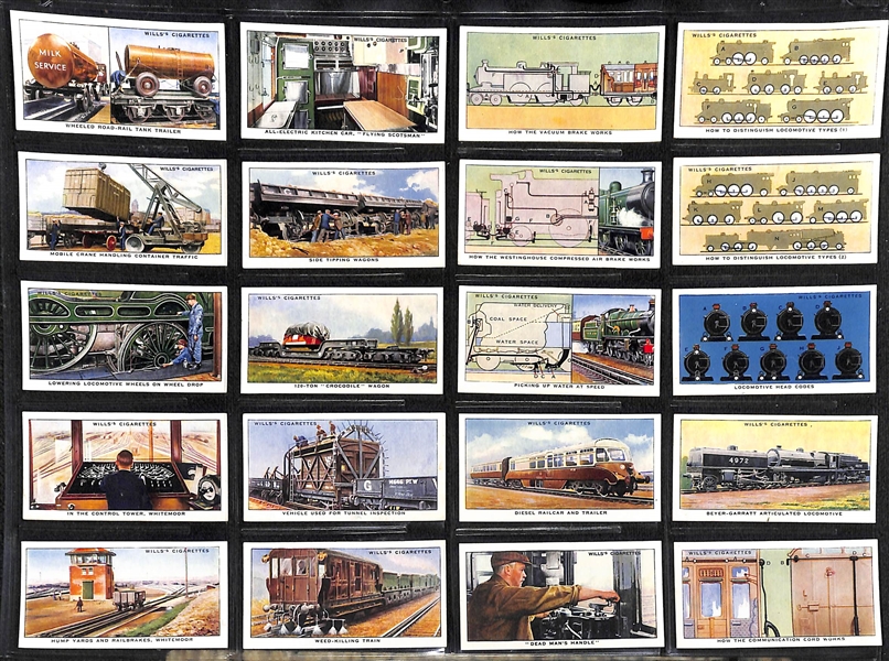 (5) Complete 1930s Railway (Railroad) Equipment Cigarette Card Sets - 50 Cards per set!