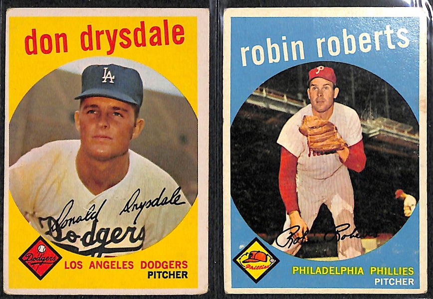 Lot of (100) Different 1959 Topps Baseball Cards w. Don Drysdale