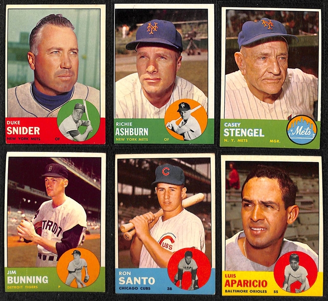 Lot of (100) Different 1963 Topps Baseball Cards w. Duke Snider