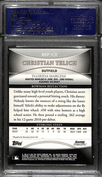 2010 Bowman Sterling Christian Yelich Rookie Autograph Card Graded PSA 10 Gem Mint