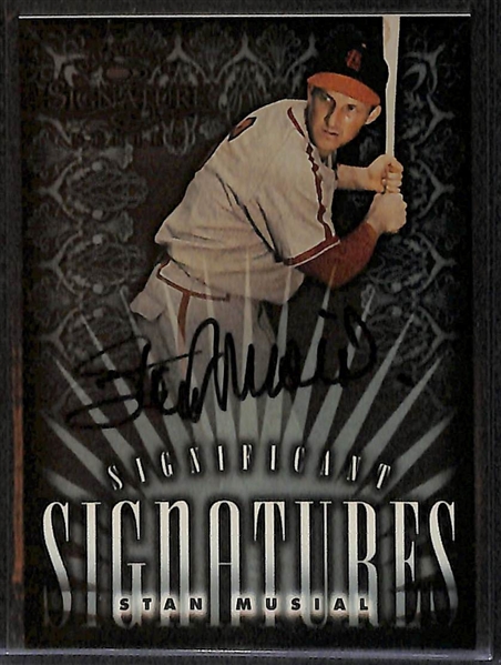 Lot of (3) 1999 Donruss Signature Series Autographs - Eddie Mathews, Yogi Berra, & Stan Musial