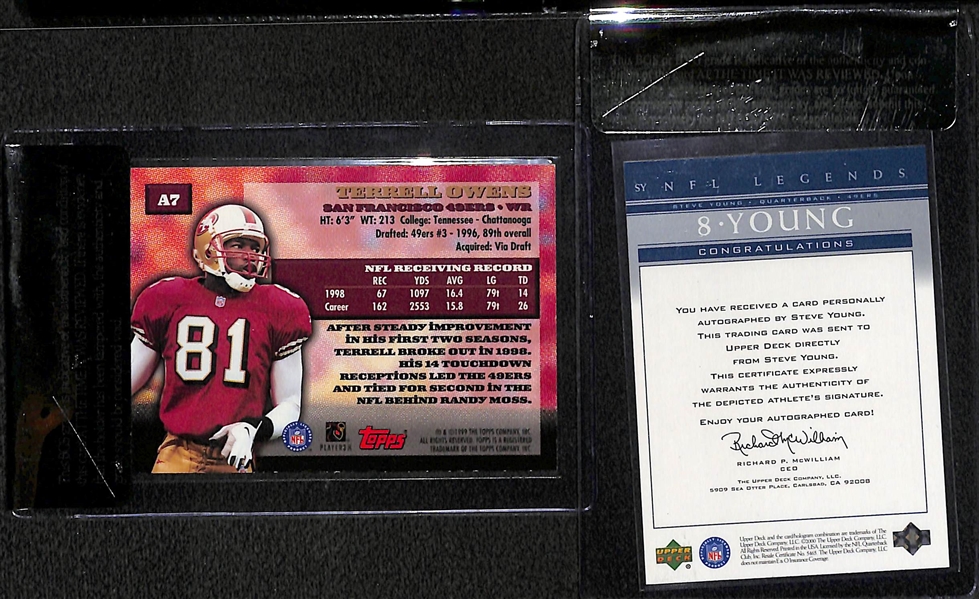Lot of (2) BGS Graded Hall of Fame Football Autographs - Terrell Owens & Steve Young