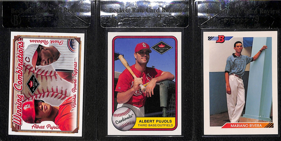 Lot of (3) Graded Baseball Hall of Fame Rookie Cards w. Albert Pujols & Mariano Rivera