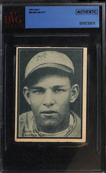 Lot of (3) 1930s Graded Oversized Baseball Cards w. Pie Traynor, Casey Stengel & Melvin Ott