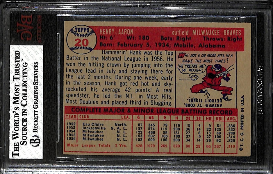 1957 Topps Baseball Hank Aaron #20 Reversed Negative BVG 7