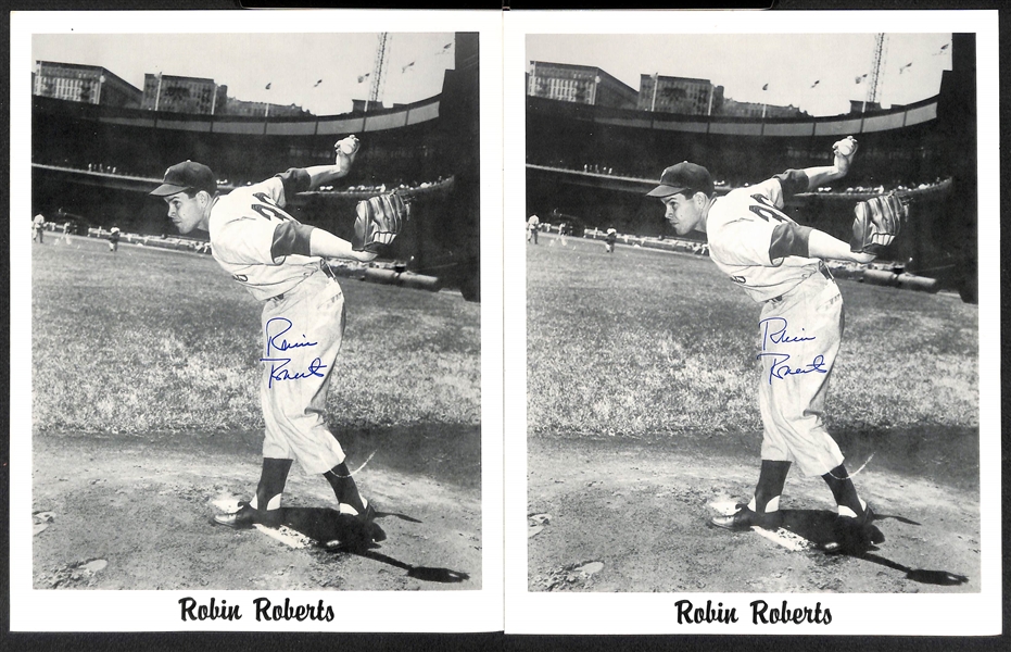 (8) Autographed Photos - Willie Mays 5x7, Richie Ashburn 4x6, (6) Robin Roberts Vintage 8x10 Photos